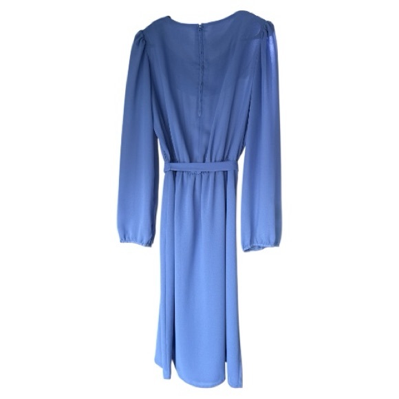 Johnny Appleseed's Sheer Scalloped Neckline Long Sleeve Periwinkle Dress Size 14 - Picture 3 of 9